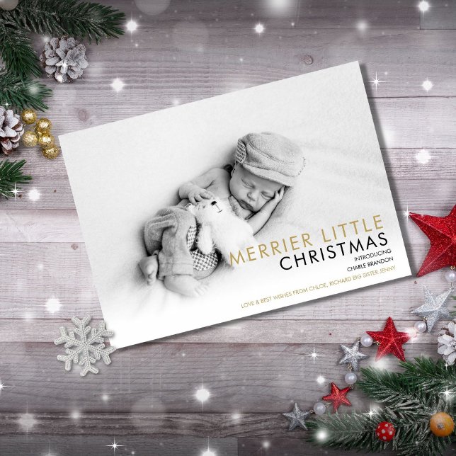 Elegant Modern 2 Photo Christmas Holiday Birth Announcement (Creator Uploaded)