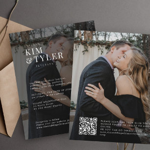Elegant modern 2 photos QR code wedding invitation