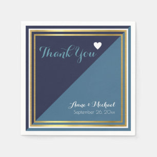 elegant & modern 2 tone blue wedding napkin