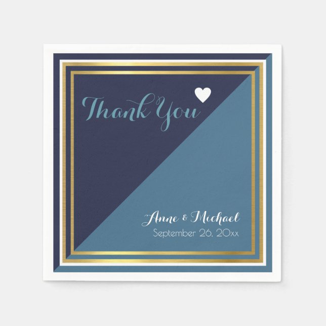 elegant & modern 2 tone blue wedding napkin (Front)
