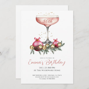 Elegant Modern 30th Christmas Birthday Party Invitation