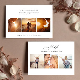 elegant modern 3 6 photo collage wedding save the date