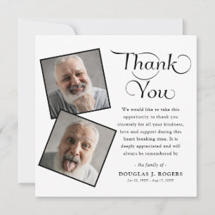 Elegant Modern 3 Photo Memorial Funeral Thank You