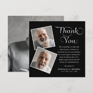 Elegant Modern 3 Photo Memorial Funeral Thank You Card