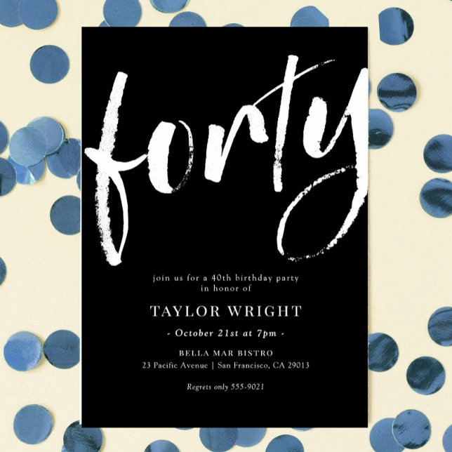 Elegant Modern 40th Birthday Party Invitation (Creator Uploaded)