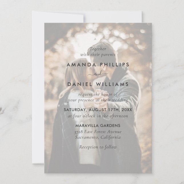 Elegant Modern 4 Photo Overlay Wedding Invitation (Front)