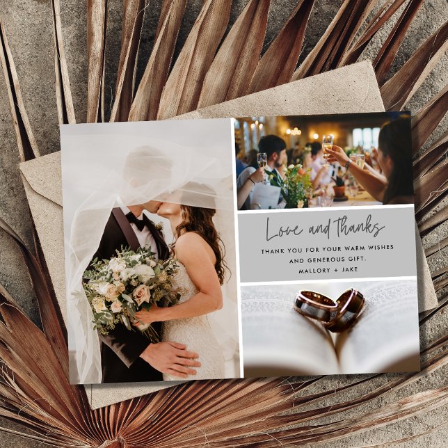 Elegant Modern 4 Photo Wedding Thank You  (Creator Uploaded)