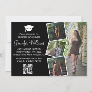 elegant modern 4 photos collage graduation party invitation