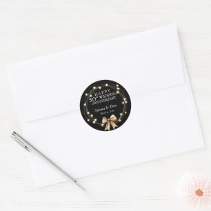 Elegant Modern 50th Anniversary Party Gold Black Classic Round Sticker