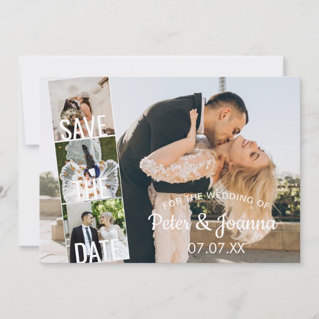 Elegant Modern 5 Photo Save The Date Wedding Invitation (Front)
