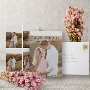 Elegant Modern 5 Photo Simple Script Engagement Save The Date