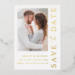 Elegant Modern 5 Photo Wedding Save the Date Gold
