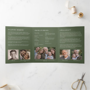 Elegant Modern 7-Photo Celebration of Life Funeral Tri-Fold Programme