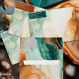 Elegant Modern Abstract Agate Jade Terracotta Envelope