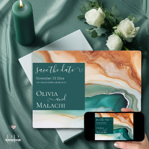 Elegant Modern Abstract Agate  Jade Terracotta Invitation