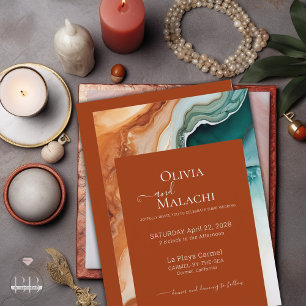 Elegant Modern Abstract Agate Terracotta Invitation