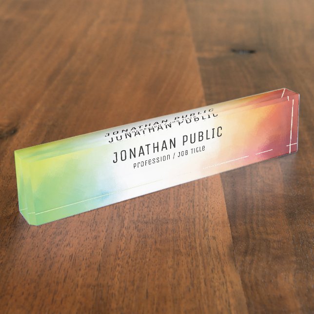 Elegant Modern Abstract Art Colourful Template Nameplate (Side)