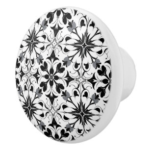 Elegant Modern Abstract Black White Pattern  Ceramic Knob