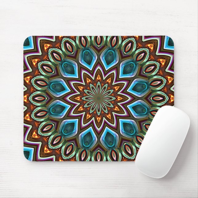 Elegant Modern Abstract Bohemian Mandala Art Mouse Mat (With Mouse)