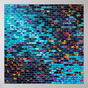 Elegant Modern Abstract Brick Wall   Poster