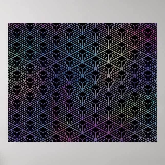 Elegant Modern Abstract Colourful Art Deco Pattern Poster (Front)