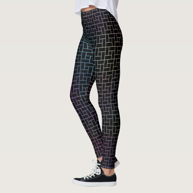 Elegant Modern Abstract Colourful Basket Pattern | Leggings (Left)