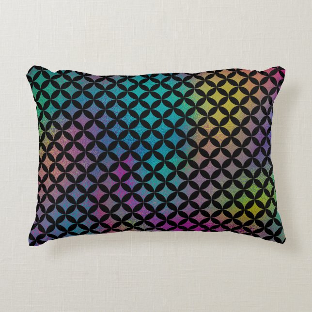 Elegant Modern Abstract Colourful Diamonds Pattern Decorative Cushion (Front)