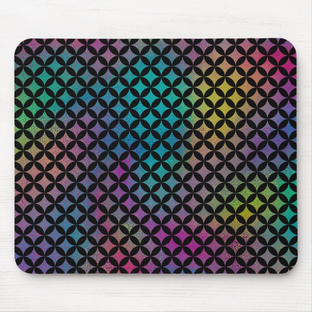 Elegant Modern Abstract Colourful Diamonds Pattern Mouse Mat (Front)