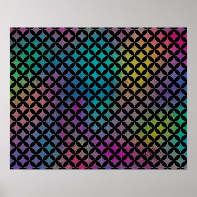 Elegant Modern Abstract Colourful Diamonds Pattern Poster (Front)