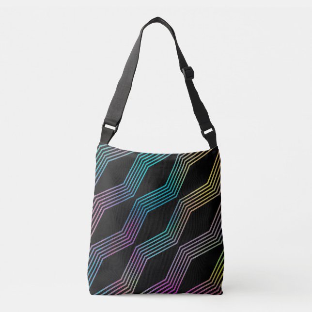 Elegant Modern Abstract Colourful Geometric Waves Crossbody Bag (Front)