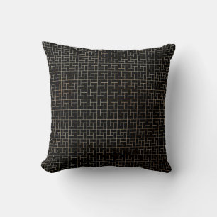 Elegant Modern Abstract Gold Basket Weave Pattern Cushion