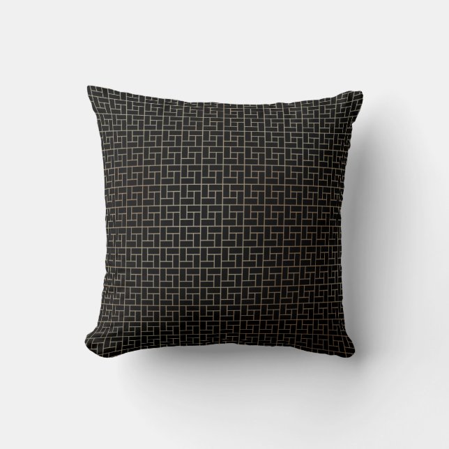 Elegant Modern Abstract Gold Basket Weave Pattern Cushion (Front)