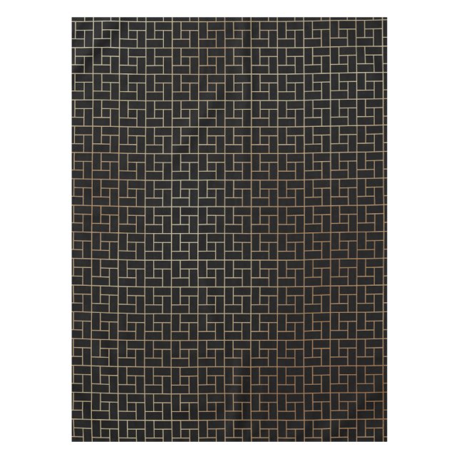 Elegant Modern Abstract Gold Basket Weave Pattern Tablecloth (Front)