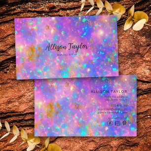 Elegant Modern Abstract Gold Fire Opal Gemstone Business Card