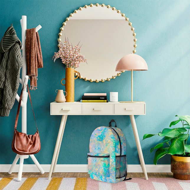 Elegant Modern Abstract Gold Opal Stone Name Printed Backpack (Creator Uploaded)