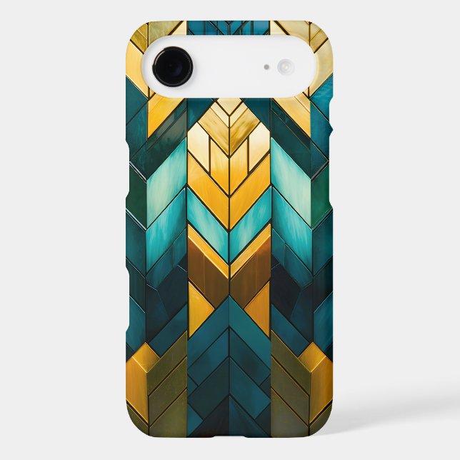 Elegant Modern Abstract Gold Teal Geometric (Back)