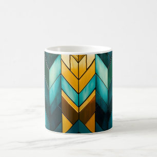 Elegant Modern Abstract Gold Teal Geometric Coffee Mug