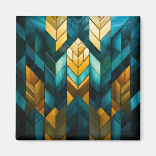 Elegant Modern Abstract Gold Teal Geometric Magnet
