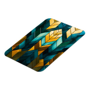 Elegant Modern Abstract Gold Teal Geometric Magnet