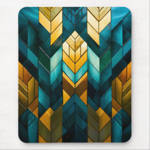 Elegant Modern Abstract Gold Teal Geometric Mouse Mat