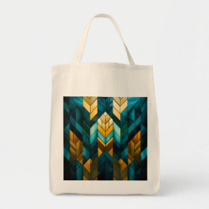 Elegant Modern Abstract Gold Teal Geometric Tote Bag