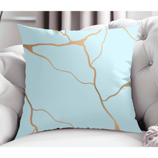 Elegant Modern Abstract Gold Vein Light Turquoise Cushion