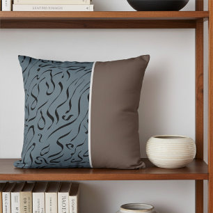 Elegant Modern Abstract Line Art Grey Green Taupe Cushion