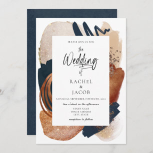 Elegant Modern Abstract Terracotta Wedding Invitation