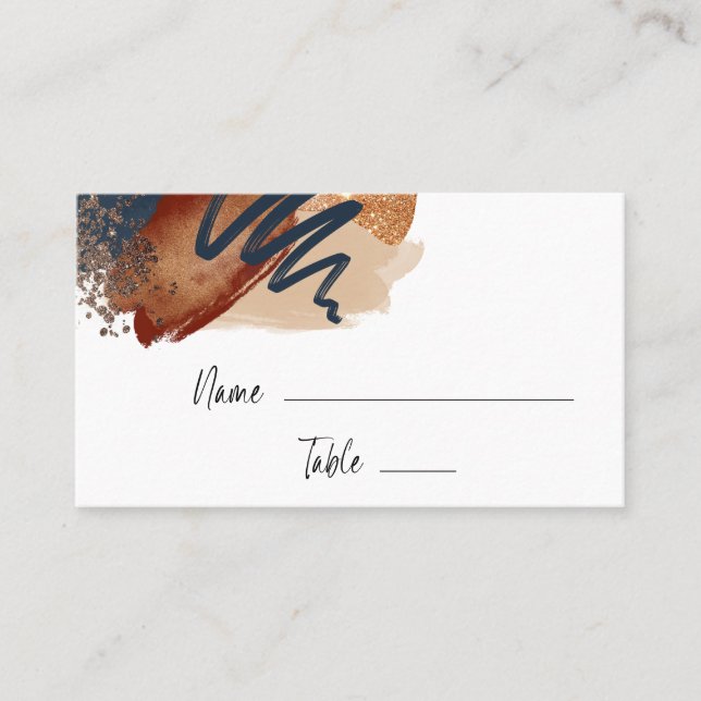 Elegant Modern Abstract Terracotta Wedding Place Card (Front)