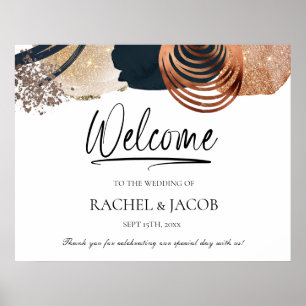 Elegant Modern Abstract Terracotta Wedding Welcome Poster