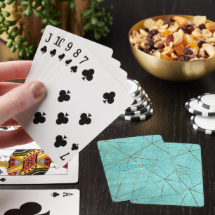 Elegant Modern Abstract Turquoise and Gold Playing Cards