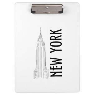 Elegant Modern Abstraction Black and White City Clipboard