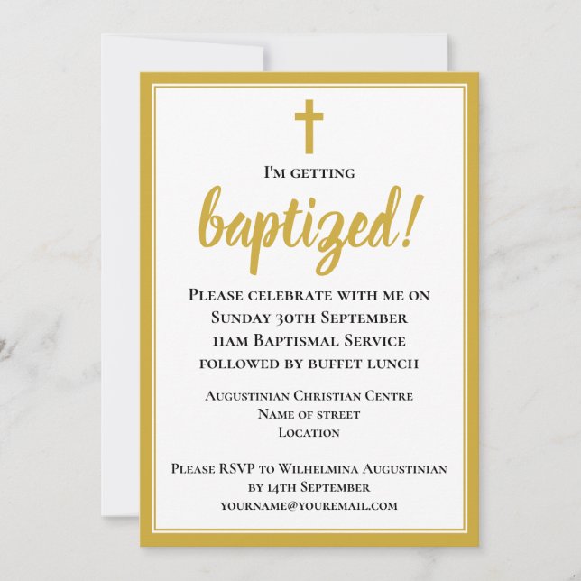 Elegant Modern Adult Baptism Invitation (Front)