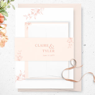 Elegant, Modern and Minimal Peach Wedding Invitation Belly Band